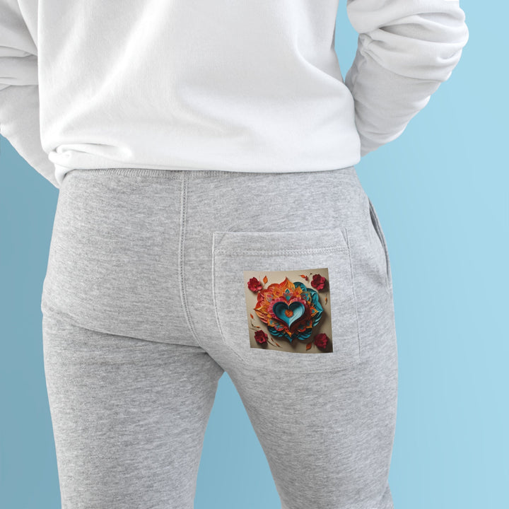 Colorful Heart Blossoms - Premium Fleece Joggers - Trousers - g(0D·IO) - Charcoal Heather - M -