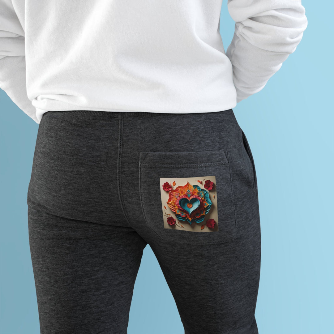 Colorful Heart Blossoms - Premium Fleece Joggers - Trousers - g(0D·IO) - Charcoal Heather - M -