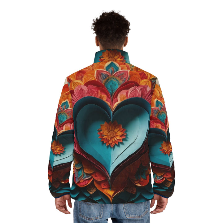 Colorful Heart Blossoms - Puffer Jacket - All Over Prints - g(0D·IO) - S - Black zipper -