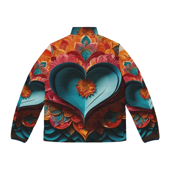 Colorful Heart Blossoms - Puffer Jacket - All Over Prints - g(0D·IO) - S - Black zipper -