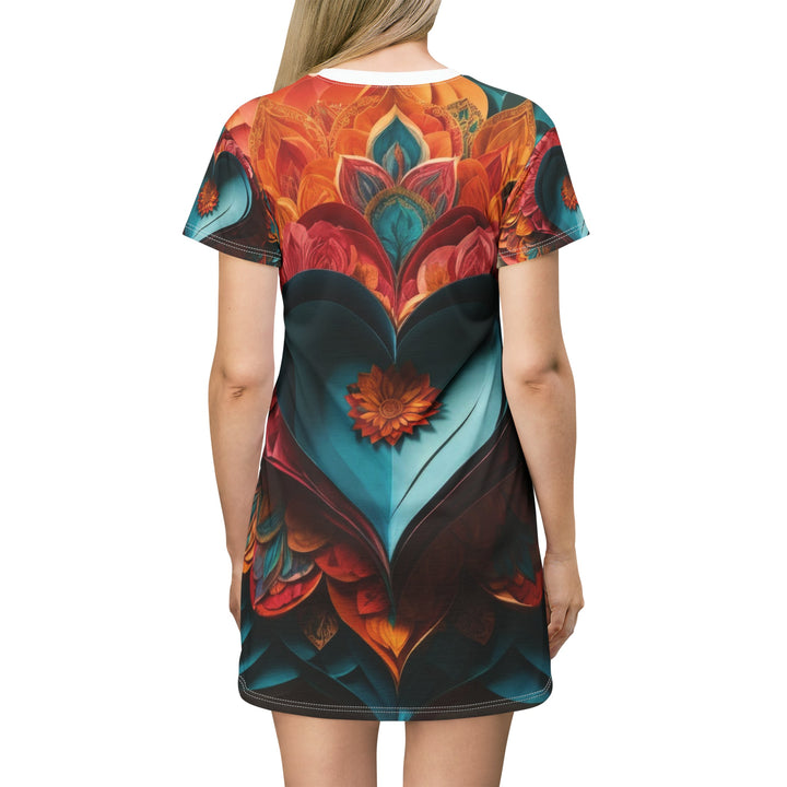 Colorful Heart Blossoms - T-Shirt Dress - All Over Prints - g(0D·IO) - XS - -