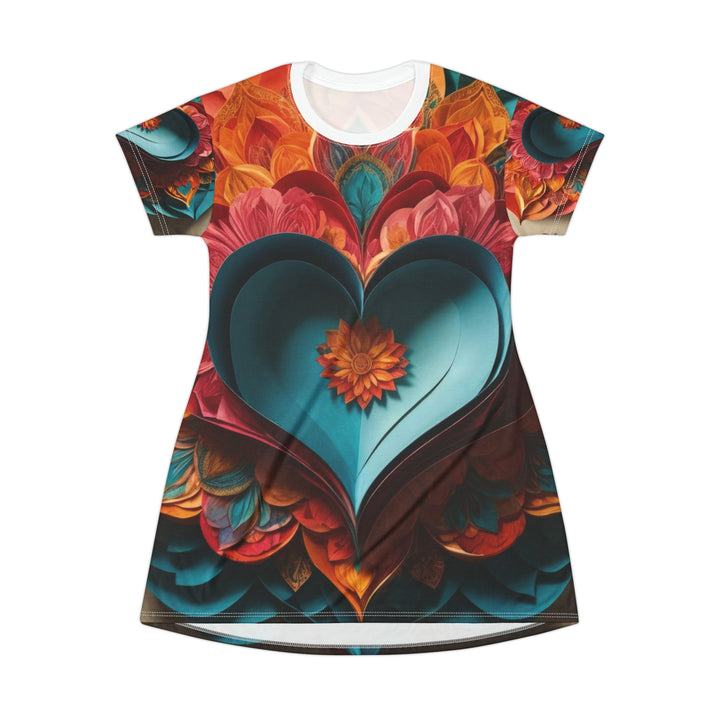 Colorful Heart Blossoms - T-Shirt Dress - All Over Prints - g(0D·IO) - XS - -