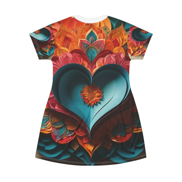 Colorful Heart Blossoms - T-Shirt Dress - All Over Prints - g(0D·IO) - XS - -