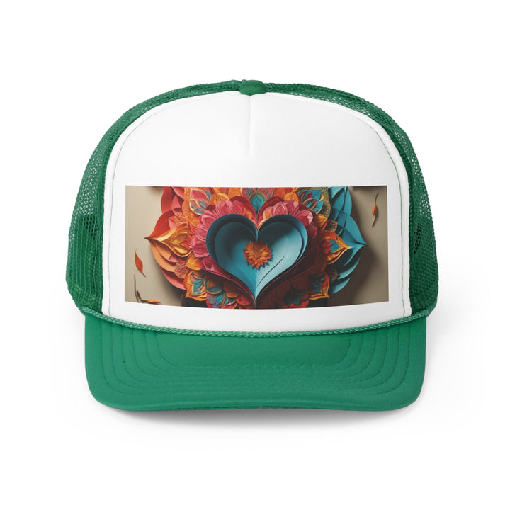 Colorful Heart Blossoms - Trucker Hat - Hats - g(0D·IO) - Green - One size -