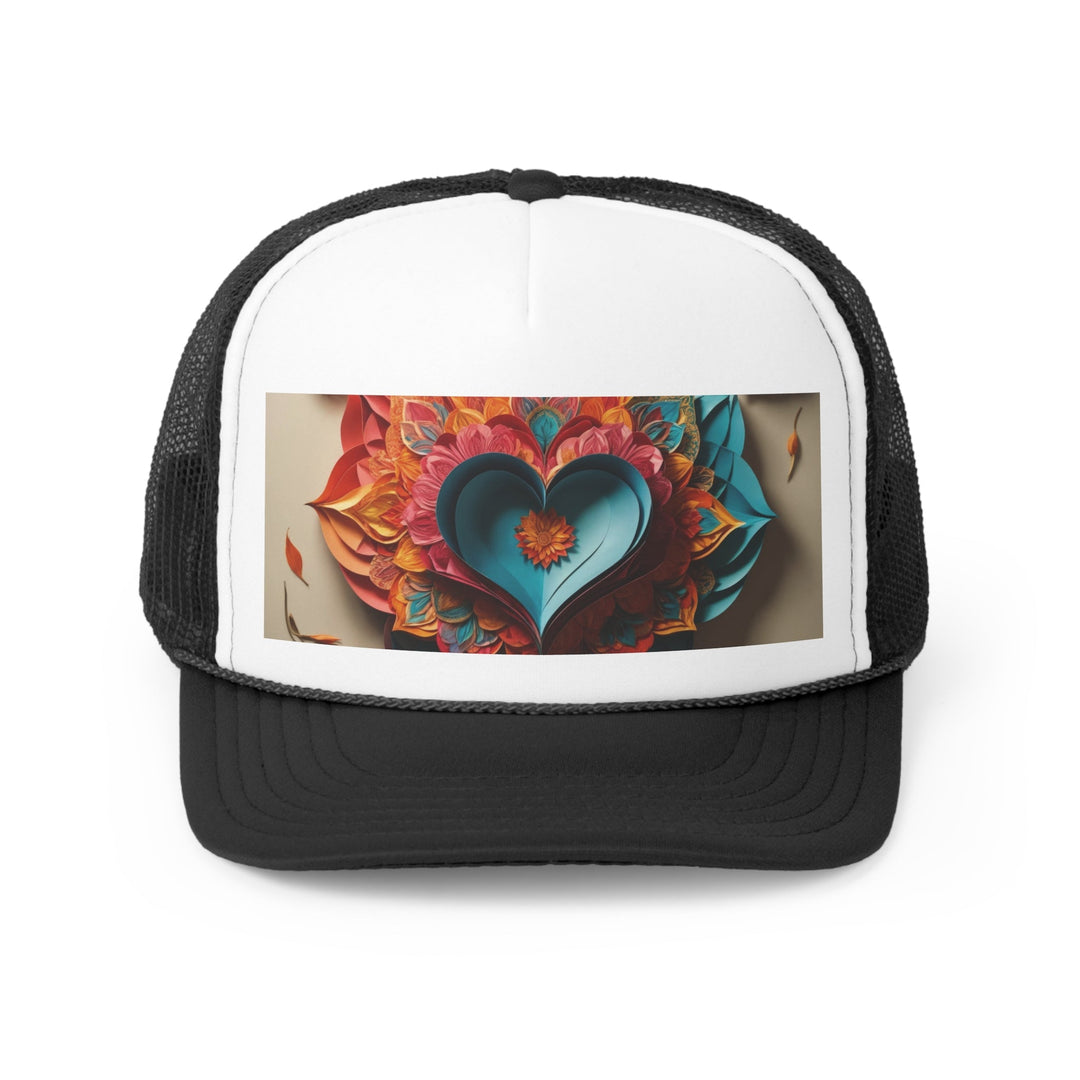 Colorful Heart Blossoms - Trucker Hat - Hats - g(0D·IO) - Black - One size -