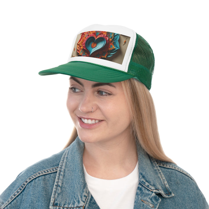 Colorful Heart Blossoms - Trucker Hat - Hats - g(0D·IO) - Pink - One size -