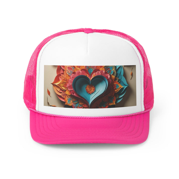 Colorful Heart Blossoms - Trucker Hat - Hats - g(0D·IO) - Pink - One size -