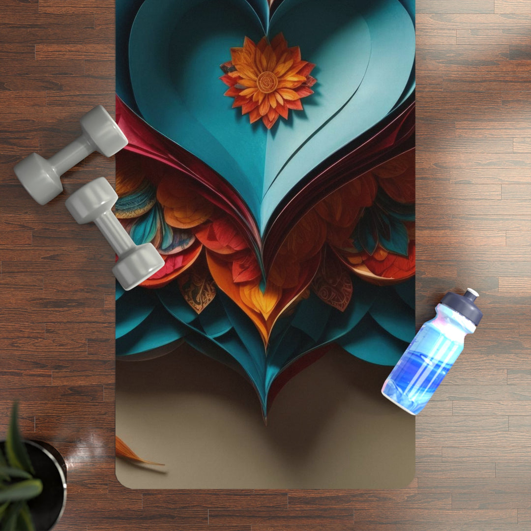 Colorful Heart Blossoms - Yoga Mat - Home Decor - g(0D·IO) - 24” x 68” - -