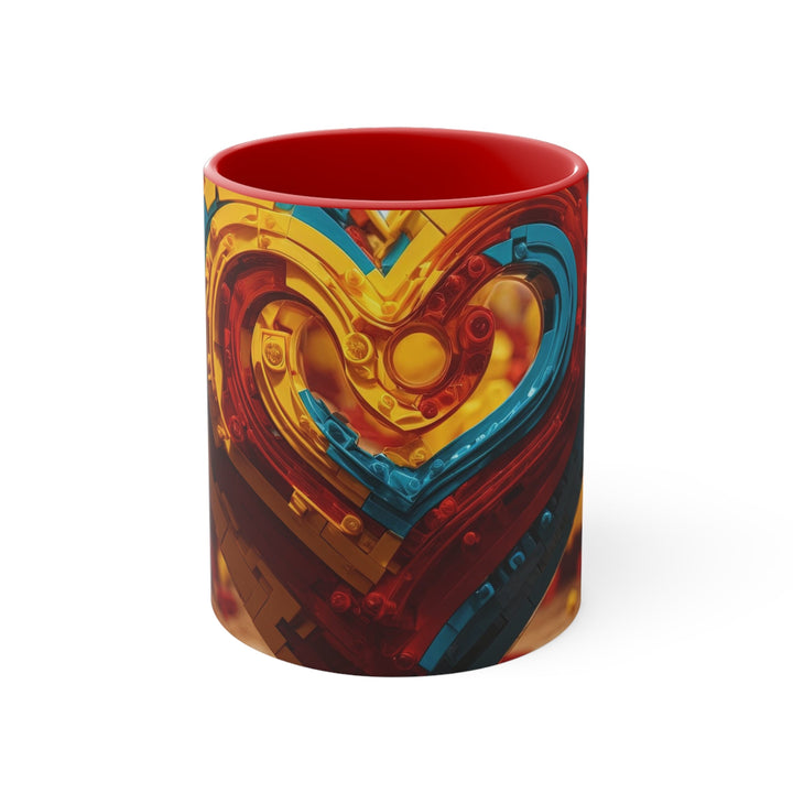 Colorful Heart Construction - Accent Coffee Mug - Mug - g(0D·IO) - Red - 11oz -