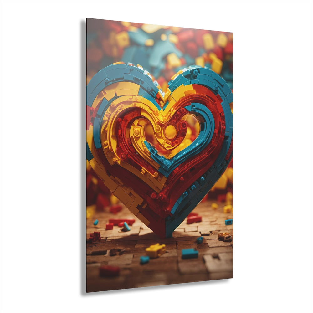 Colorful Heart Construction - Acrylic Prints (French Cleat Hanging) - Home Decor - g(0D·IO) - 24" x 36" (Vertical) - 0.25'' -