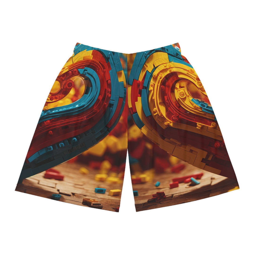 Colorful Heart Construction - AOP Basketball Shorts - All Over Prints - g(0D·IO) - Seam thread color automatically matched to design - XS -