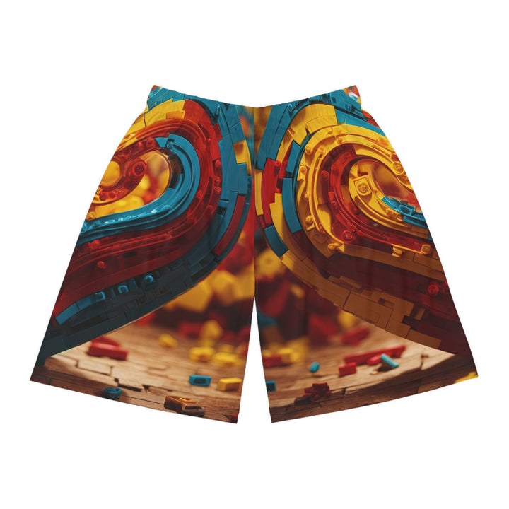 Colorful Heart Construction - AOP Basketball Shorts - All Over Prints - g(0D·IO) - Seam thread color automatically matched to design - XS -
