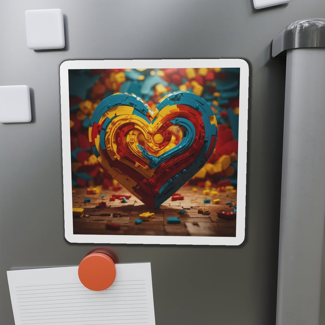 Colorful Heart Construction - Die-cut Magnet - Home Decor - g(0D·IO) - 6 × 6" - Die-Cut - 1 pc