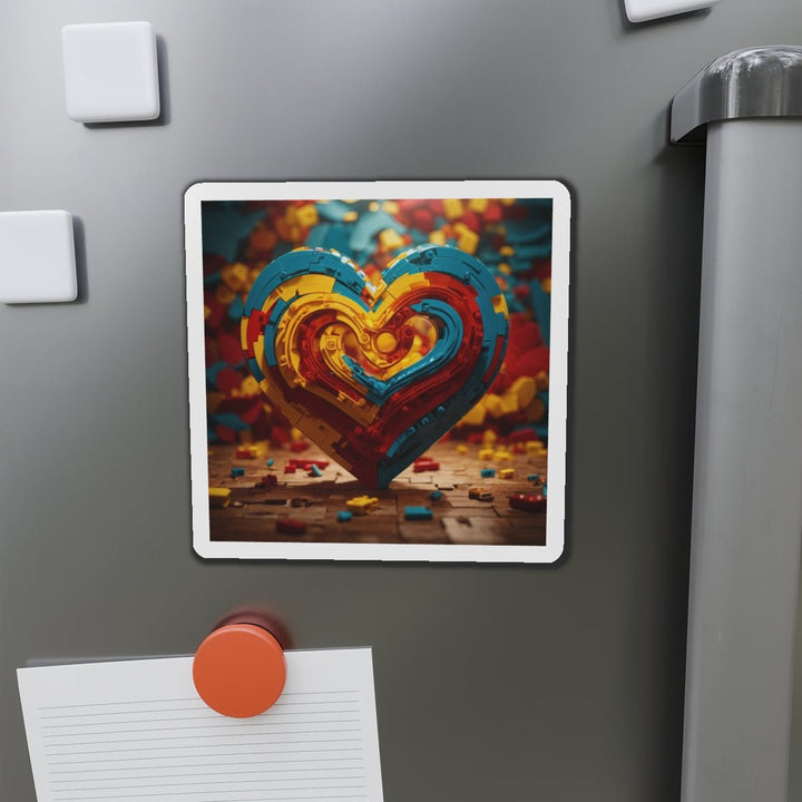 Colorful Heart Construction - Die-cut Magnet - Home Decor - g(0D·IO) - 6 × 6" - Die-Cut - 1 pc