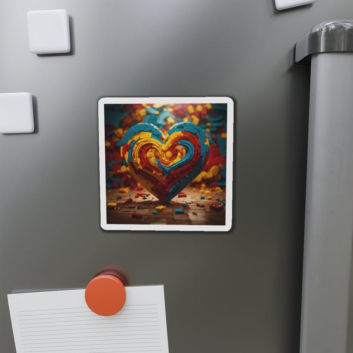 Colorful Heart Construction - Die-cut Magnet - Home Decor - g(0D·IO) - 6 × 6" - Die-Cut - 1 pc