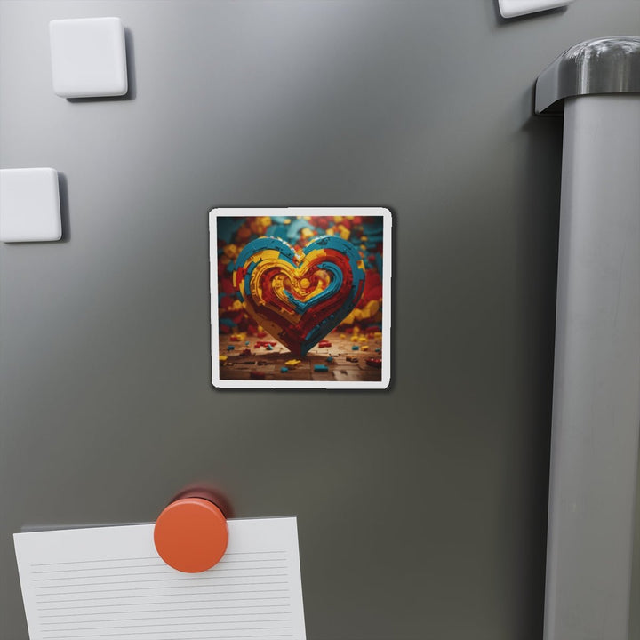 Colorful Heart Construction - Die-cut Magnet - Home Decor - g(0D·IO) - 6 × 6" - Die-Cut - 1 pc
