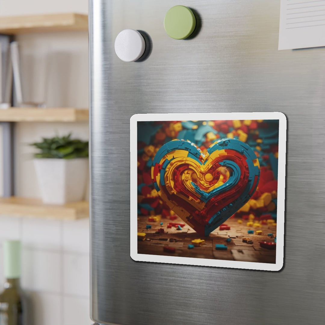 Colorful Heart Construction - Die-cut Magnet - Home Decor - g(0D·IO) - 6 × 6" - Die-Cut - 1 pc