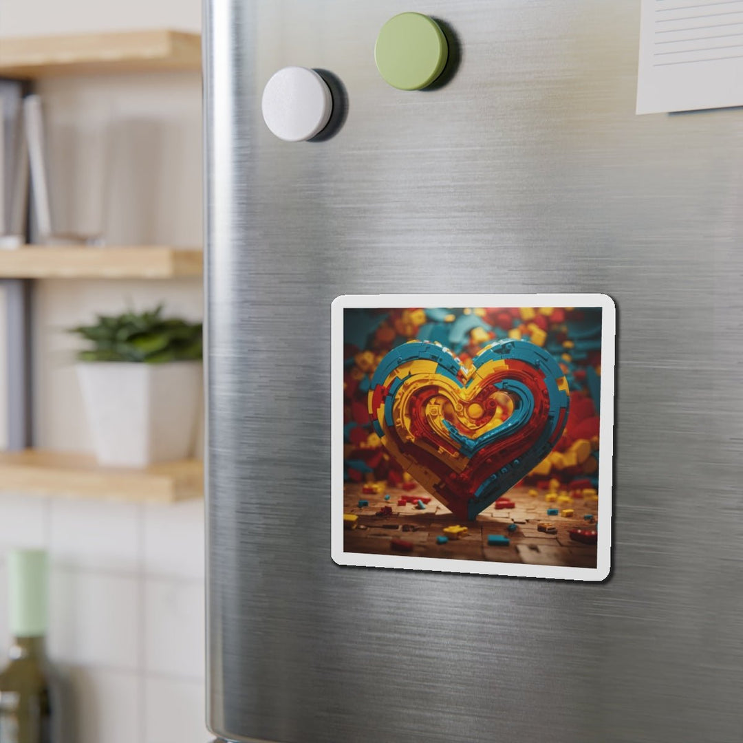 Colorful Heart Construction - Die-cut Magnet - Home Decor - g(0D·IO) - 6 × 6" - Die-Cut - 1 pc