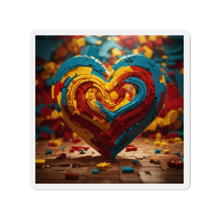 Colorful Heart Construction - Die-cut Magnet - Home Decor - g(0D·IO) - 5" x 5" - Die-Cut - 1 pc