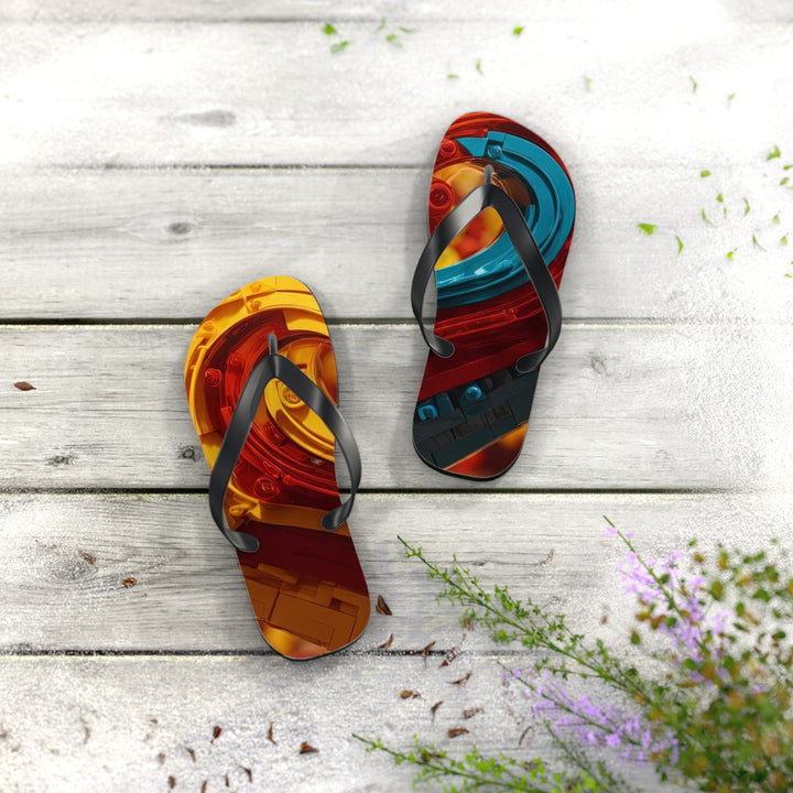 Colorful Heart Construction - Flip Flops - Shoes - g(0D·IO) - XL - Black sole -
