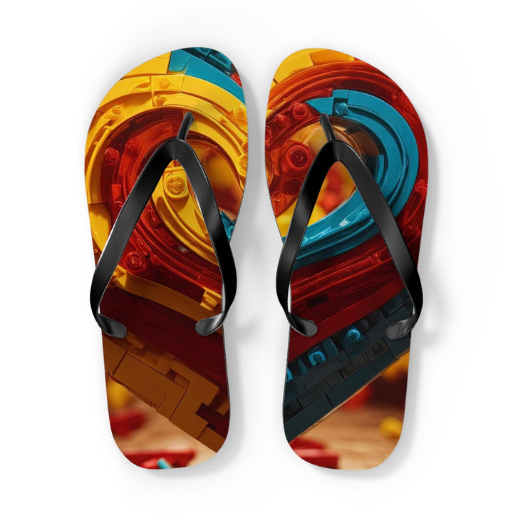 Colorful Heart Construction - Flip Flops - Shoes - g(0D·IO) - XL - Black sole -
