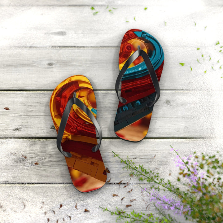 Colorful Heart Construction - Flip Flops - Shoes - g(0D·IO) - XL - Black sole -