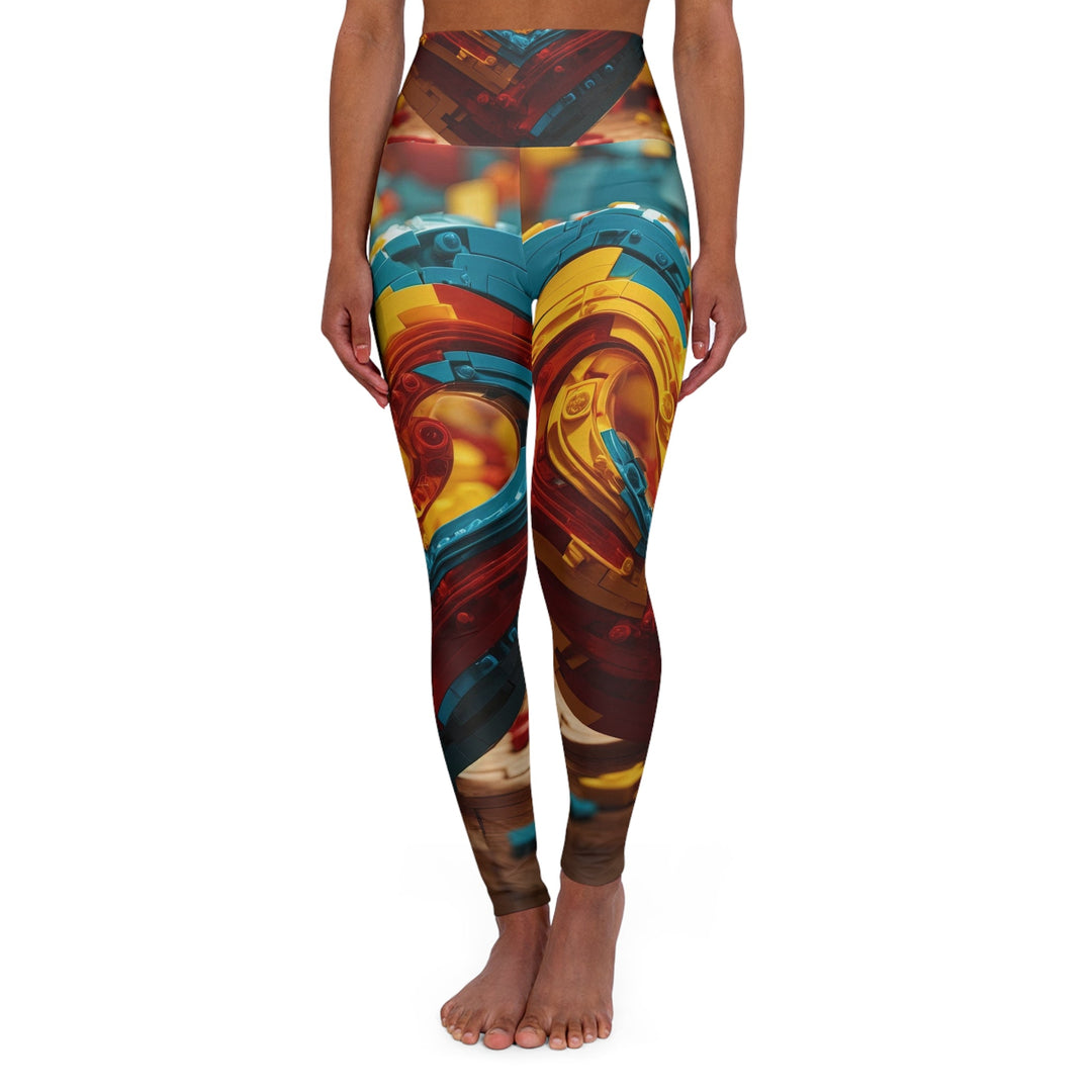 Colorful Heart Construction - High Waisted AOP Yoga Leggings - All Over Prints - g(0D·IO) - XS - -
