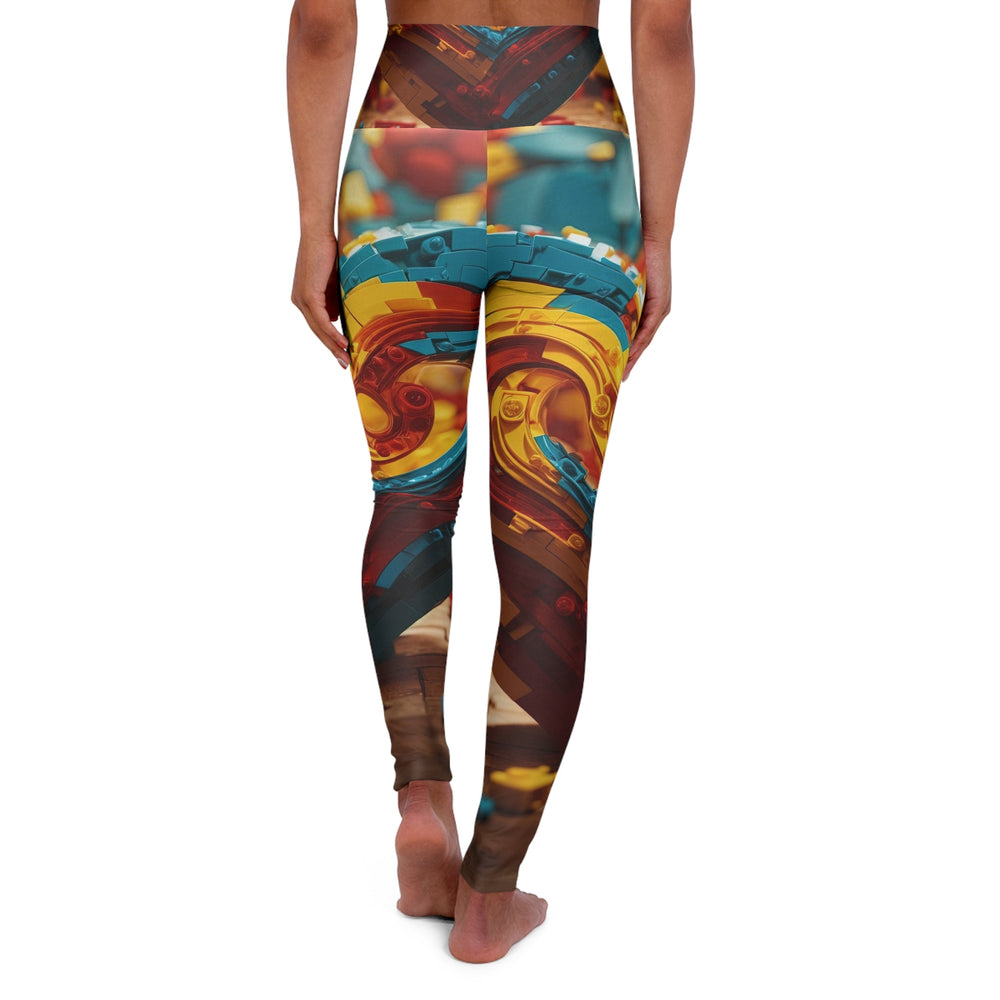 Colorful Heart Construction - High Waisted AOP Yoga Leggings - All Over Prints - g(0D·IO) - XS - -