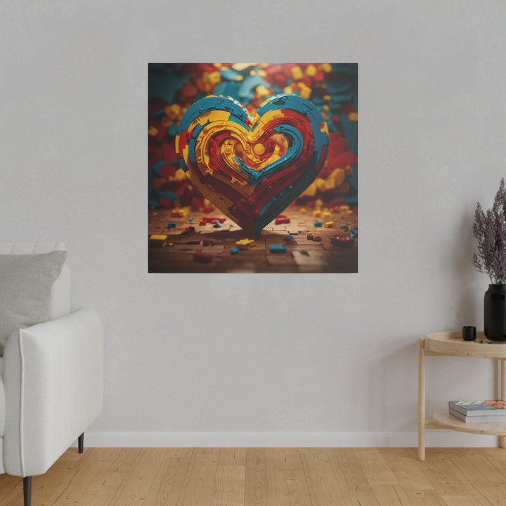 Colorful Heart Construction - Matte Canvas - Canvas - g(0D·IO) - 32" x 32" (Square) - 0.75'' -
