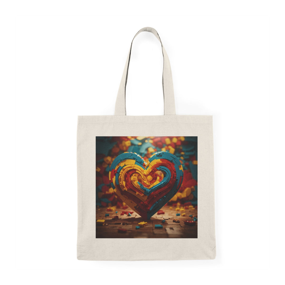 Colorful Heart Construction - Natural Tote Bag - Bags - g(0D·IO) - 15" x 16" - Natural -
