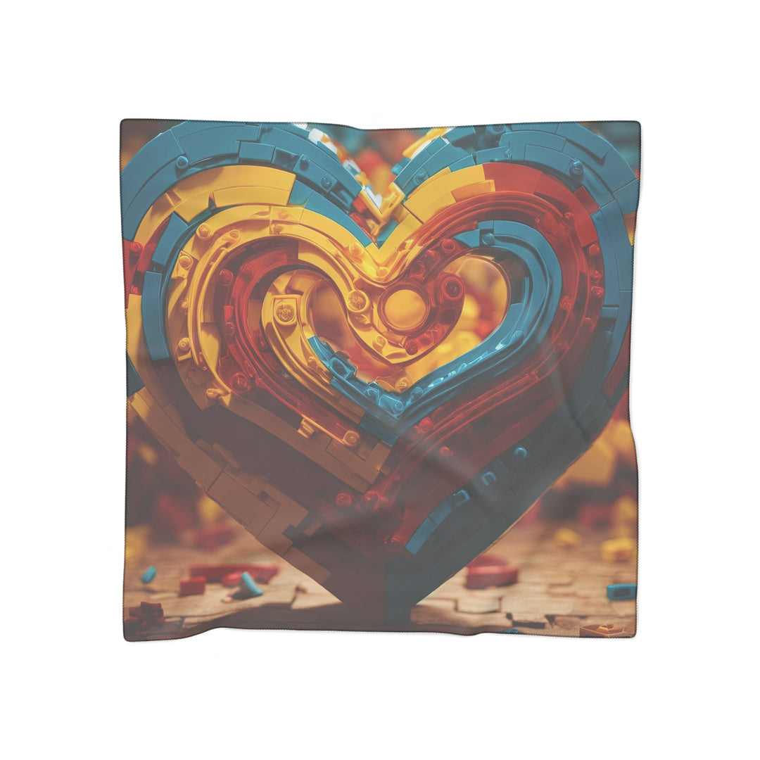 Colorful Heart Construction - Poly Scarf - Accessories - g(0D·IO) - Poly chiffon - 50" × 50" -