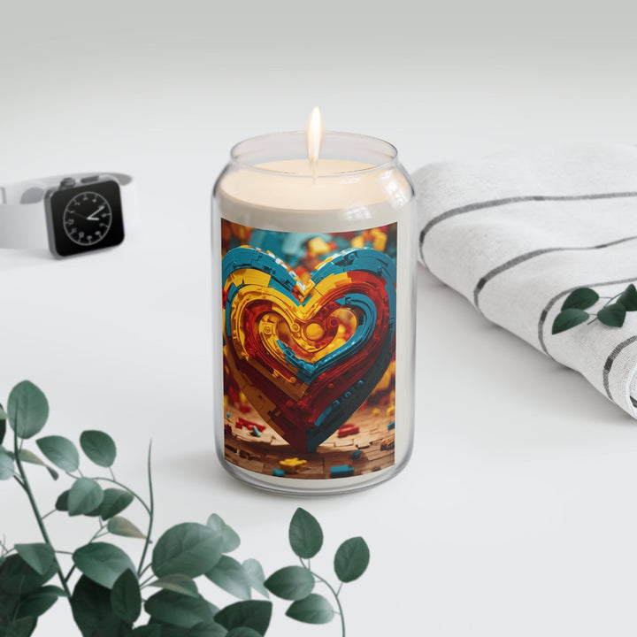 Colorful Heart Construction - Scented Candle - Home Decor - g(0D·IO) - Vanilla Bean - 13.75oz -