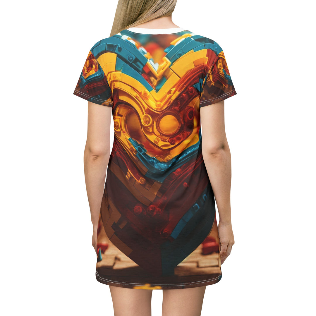 Colorful Heart Construction - T-Shirt Dress - All Over Prints - g(0D·IO) - XS - -