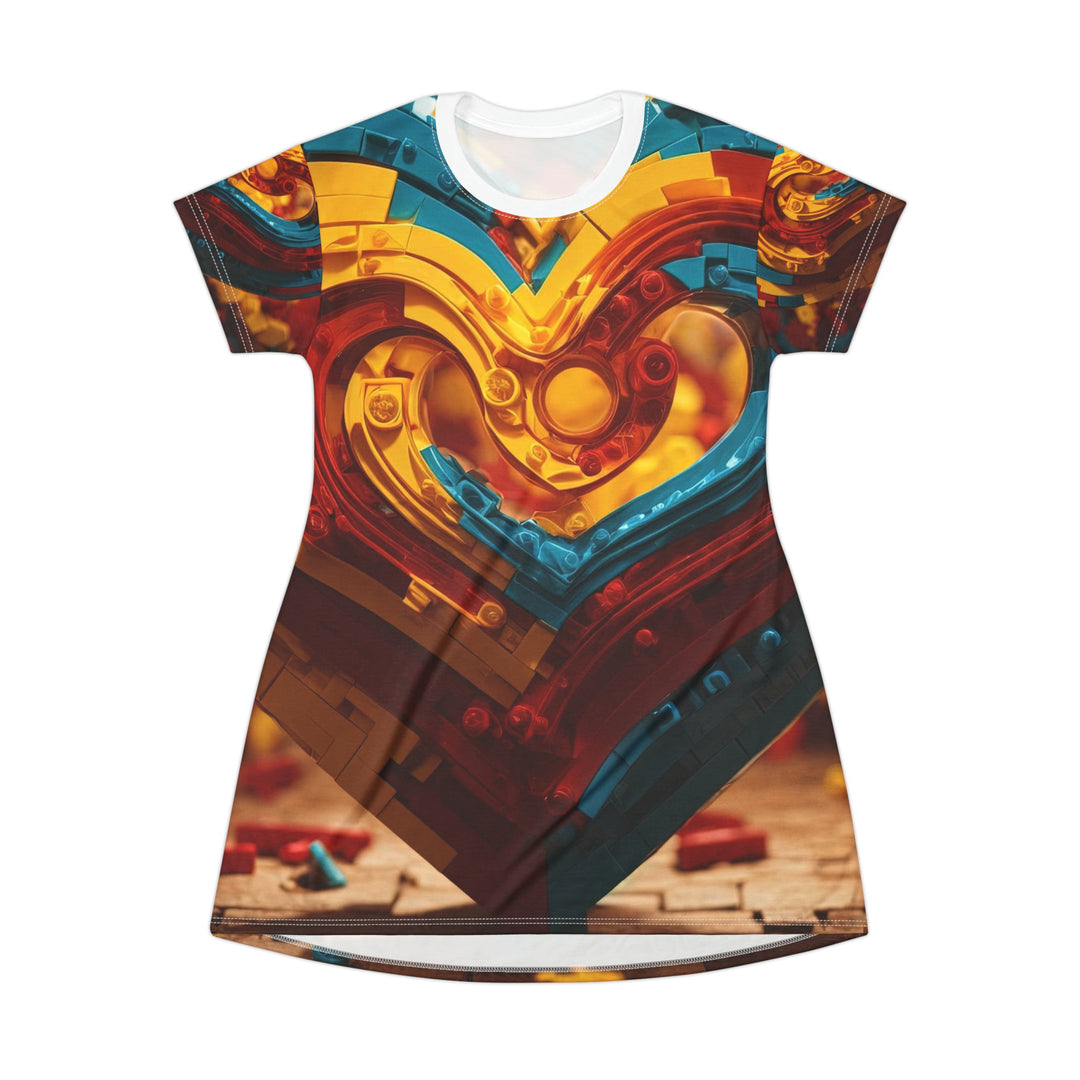 Colorful Heart Construction - T-Shirt Dress - All Over Prints - g(0D·IO) - XS - -