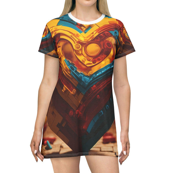 Colorful Heart Construction - T-Shirt Dress - All Over Prints - g(0D·IO) - XS - -