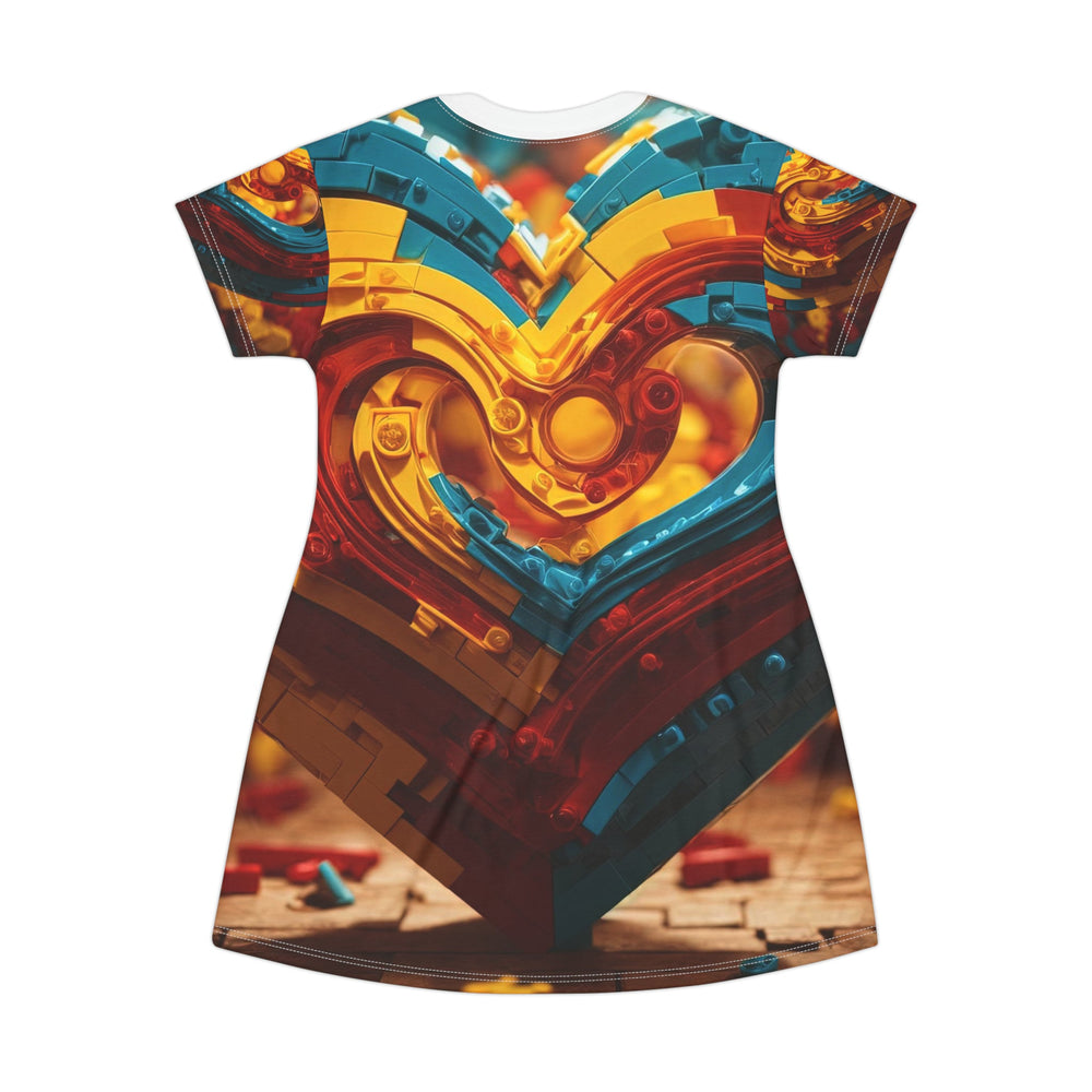 Colorful Heart Construction - T-Shirt Dress - All Over Prints - g(0D·IO) - XS - -