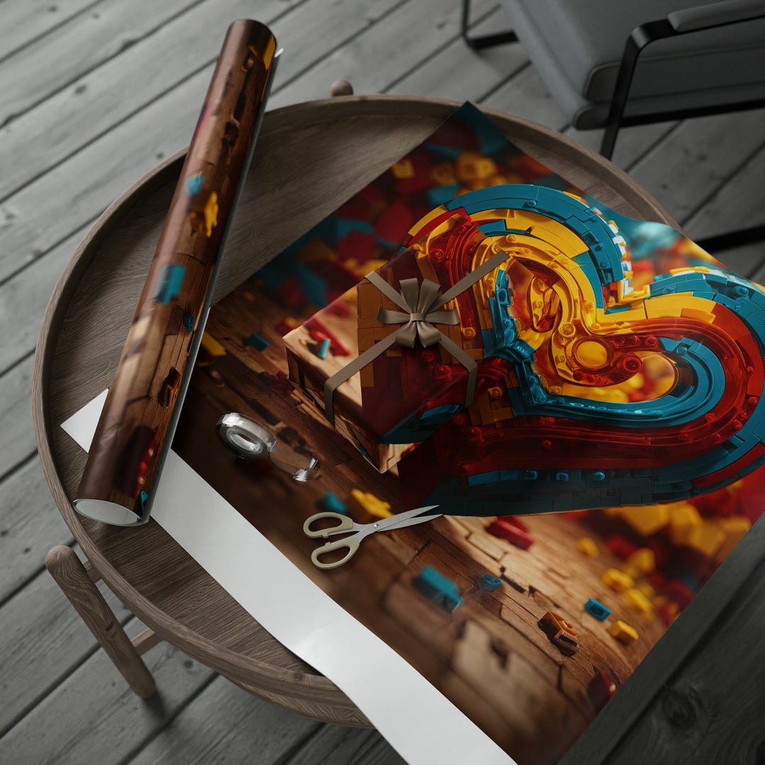 Colorful Heart Construction - Wrapping Paper - Home Decor - g(0D·IO) - 30'' x 72'' - Matte -