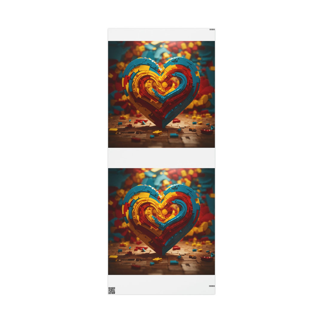Colorful Heart Construction - Wrapping Paper - Home Decor - g(0D·IO) - 30'' x 72'' - Matte -