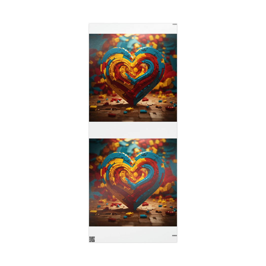 Colorful Heart Construction - Wrapping Paper - Home Decor - g(0D·IO) - 30'' x 72'' - Glossy -