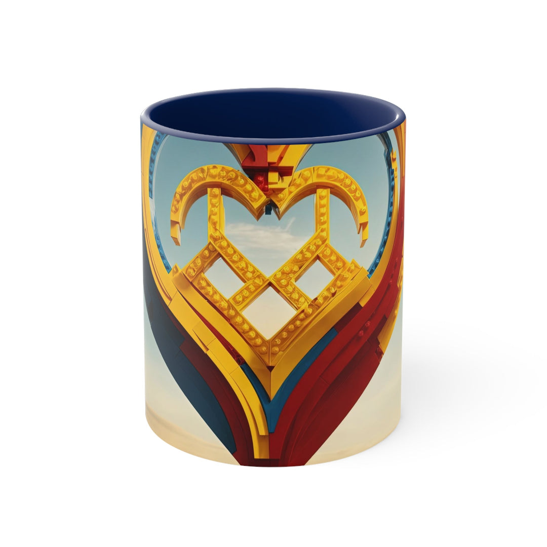 Colorful Heart Sculpture - Accent Coffee Mug - Mug - g(0D·IO) - Navy - 11oz -