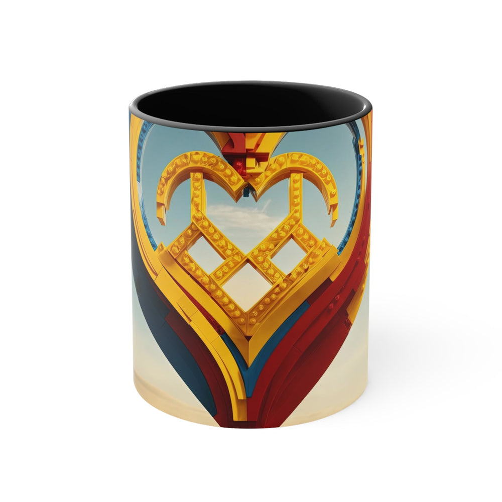 Colorful Heart Sculpture - Accent Coffee Mug - Mug - g(0D·IO) - Black - 11oz -