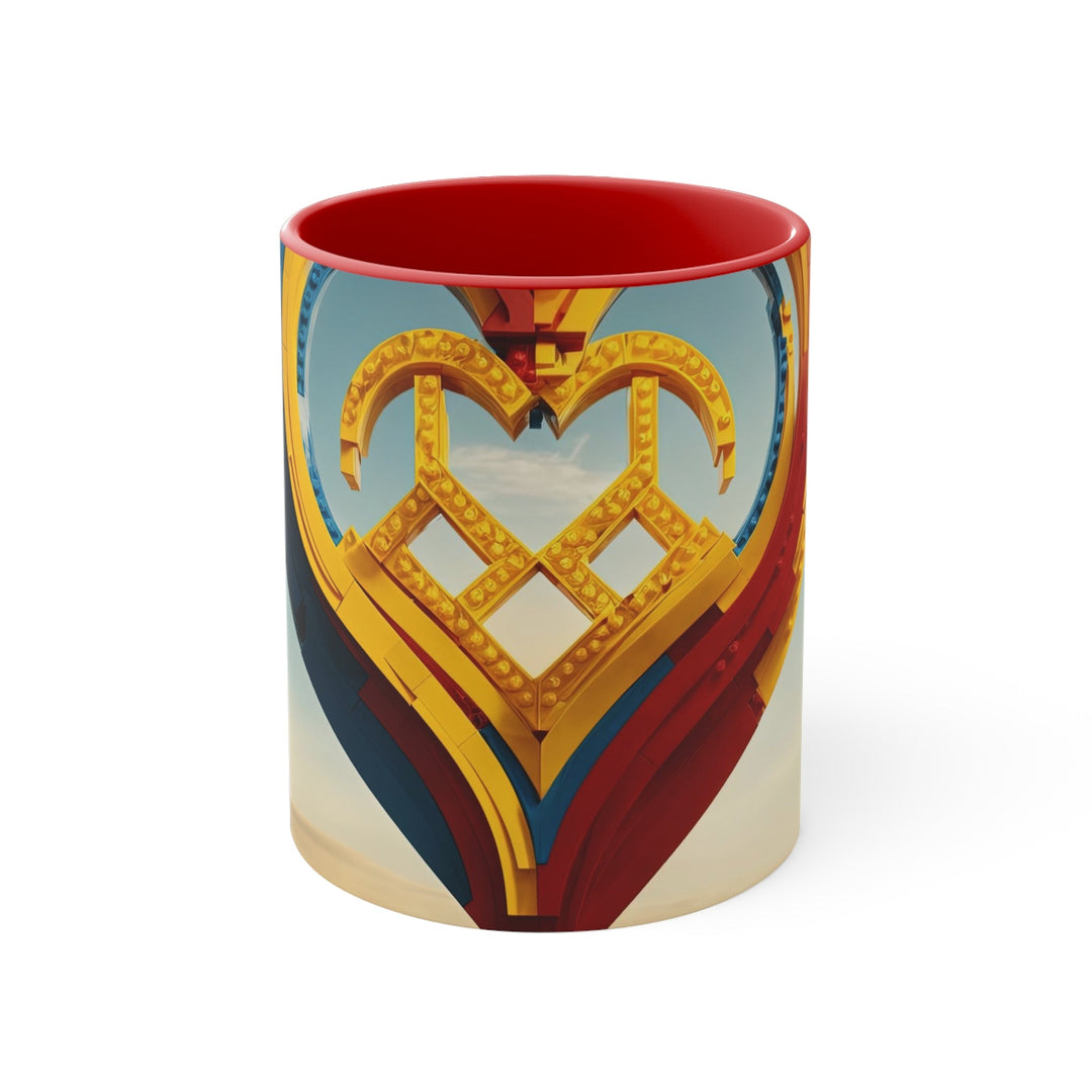 Colorful Heart Sculpture - Accent Coffee Mug - Mug - g(0D·IO) - Red - 11oz -