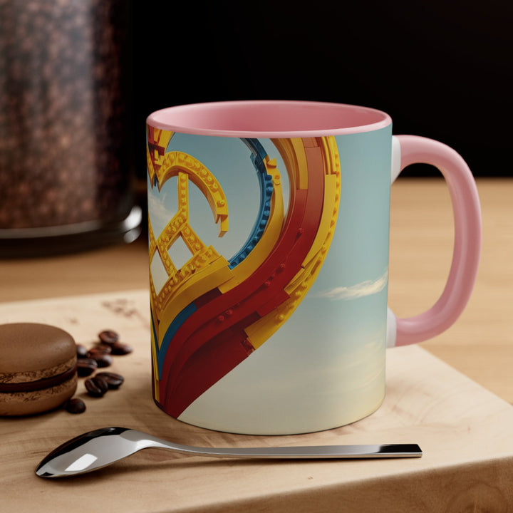 Colorful Heart Sculpture - Accent Coffee Mug - Mug - g(0D·IO) - Pink - 11oz -
