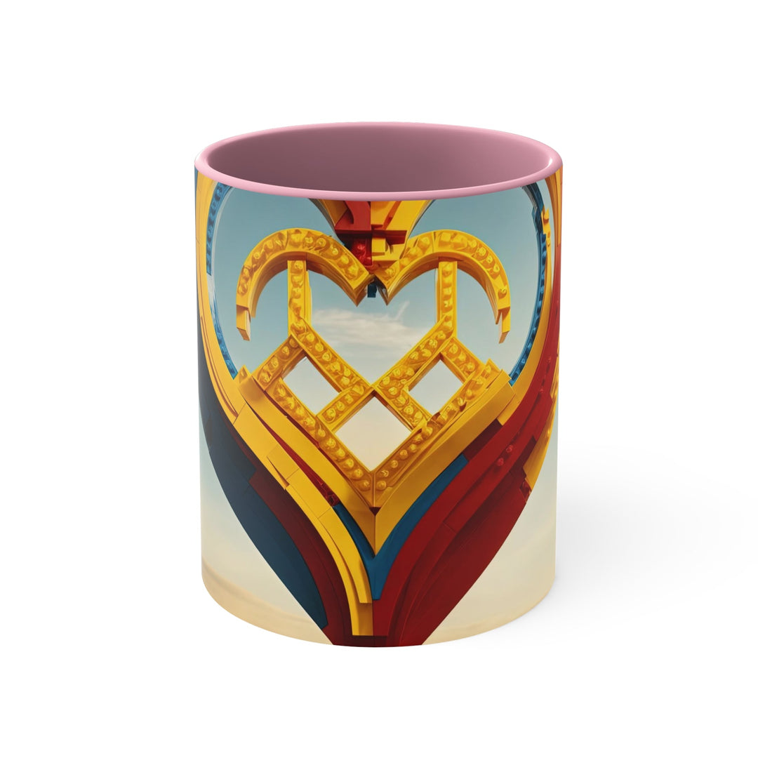Colorful Heart Sculpture - Accent Coffee Mug - Mug - g(0D·IO) - Pink - 11oz -