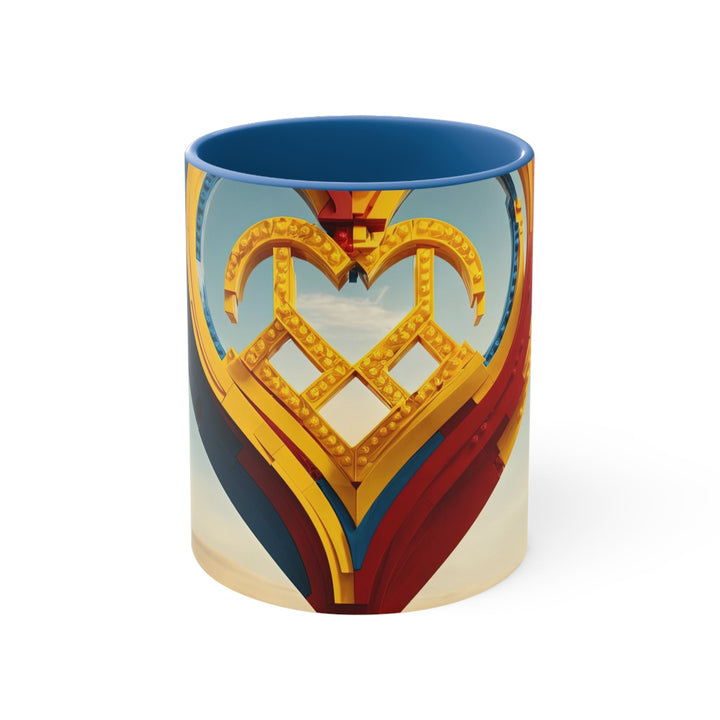 Colorful Heart Sculpture - Accent Coffee Mug - Mug - g(0D·IO) - Blue - 11oz -
