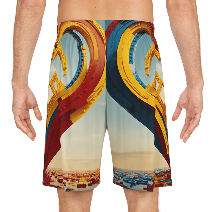 Colorful Heart Sculpture - AOP Basketball Shorts - All Over Prints - g(0D·IO) - Seam thread color automatically matched to design - XS -