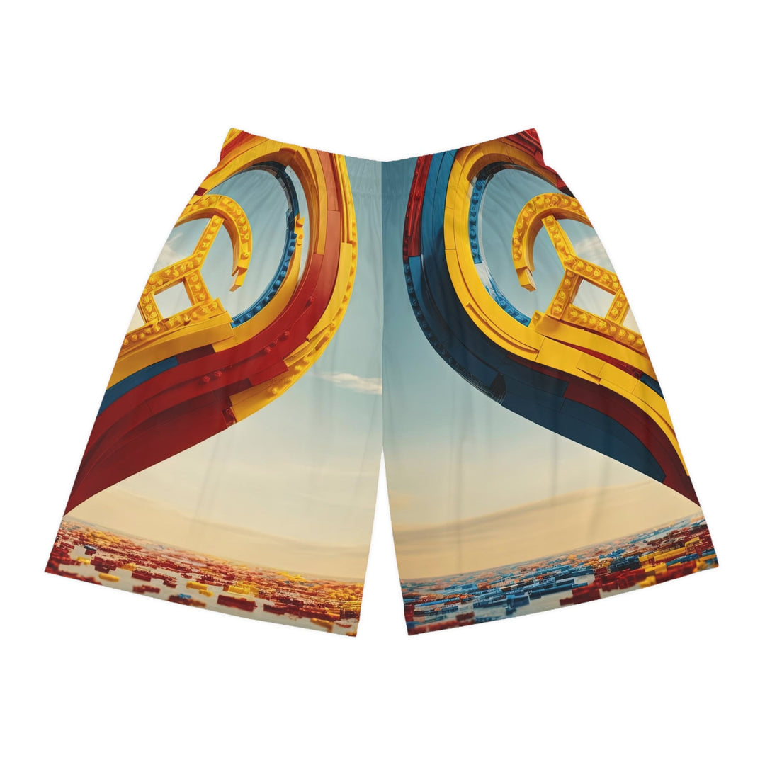 Colorful Heart Sculpture - AOP Basketball Shorts - All Over Prints - g(0D·IO) - Seam thread color automatically matched to design - XS -
