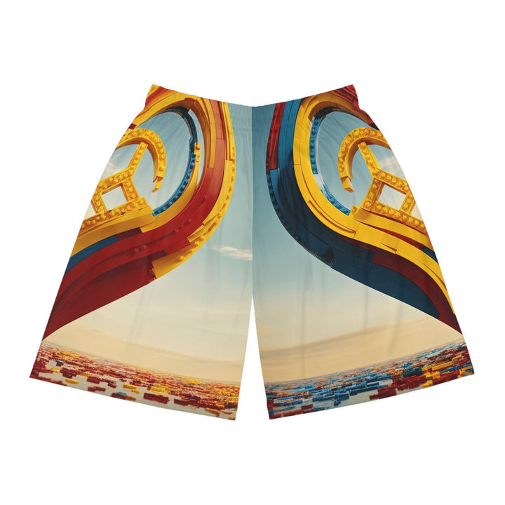 Colorful Heart Sculpture - AOP Basketball Shorts - All Over Prints - g(0D·IO) - Seam thread color automatically matched to design - XS -
