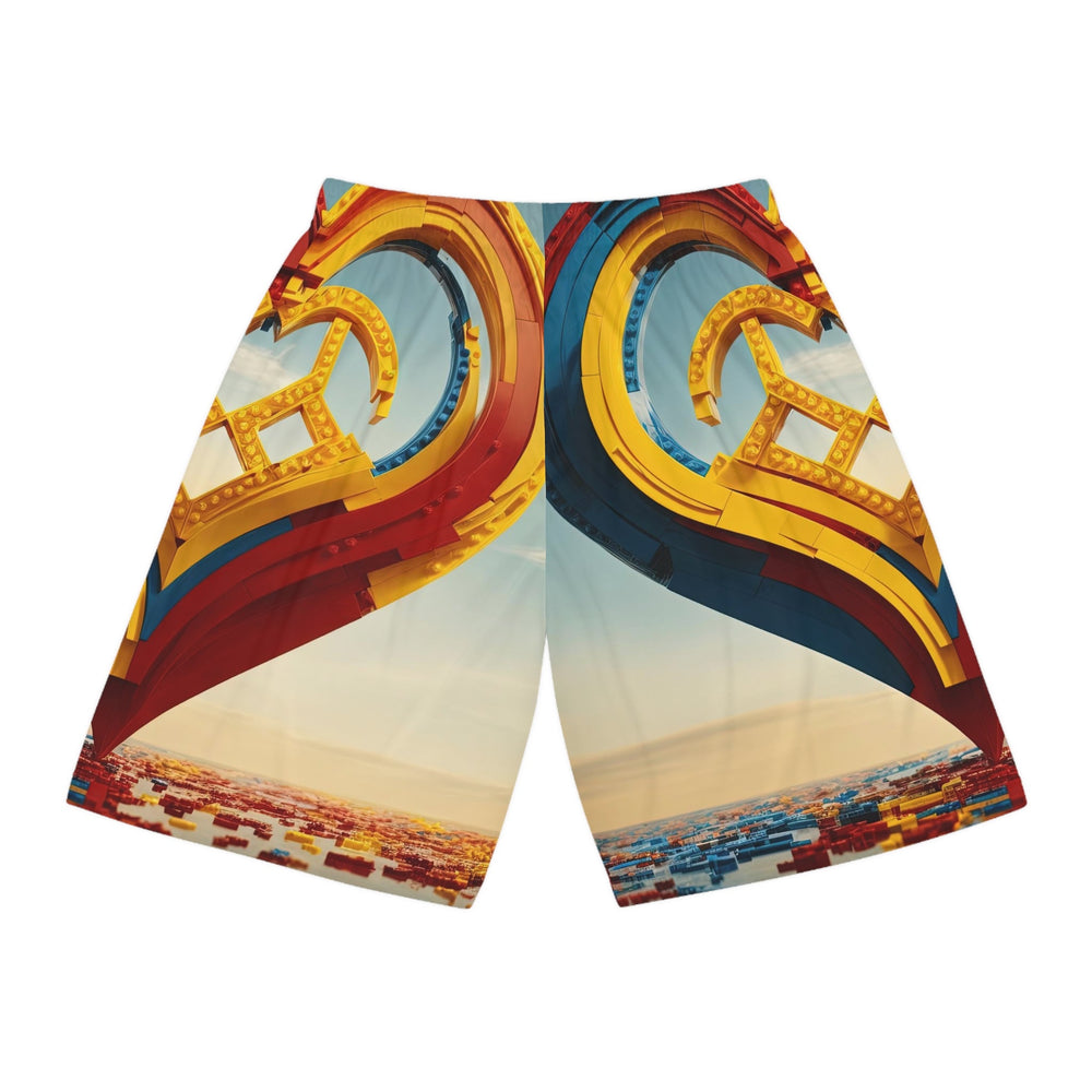 Colorful Heart Sculpture - AOP Basketball Shorts - All Over Prints - g(0D·IO) - Seam thread color automatically matched to design - XS -