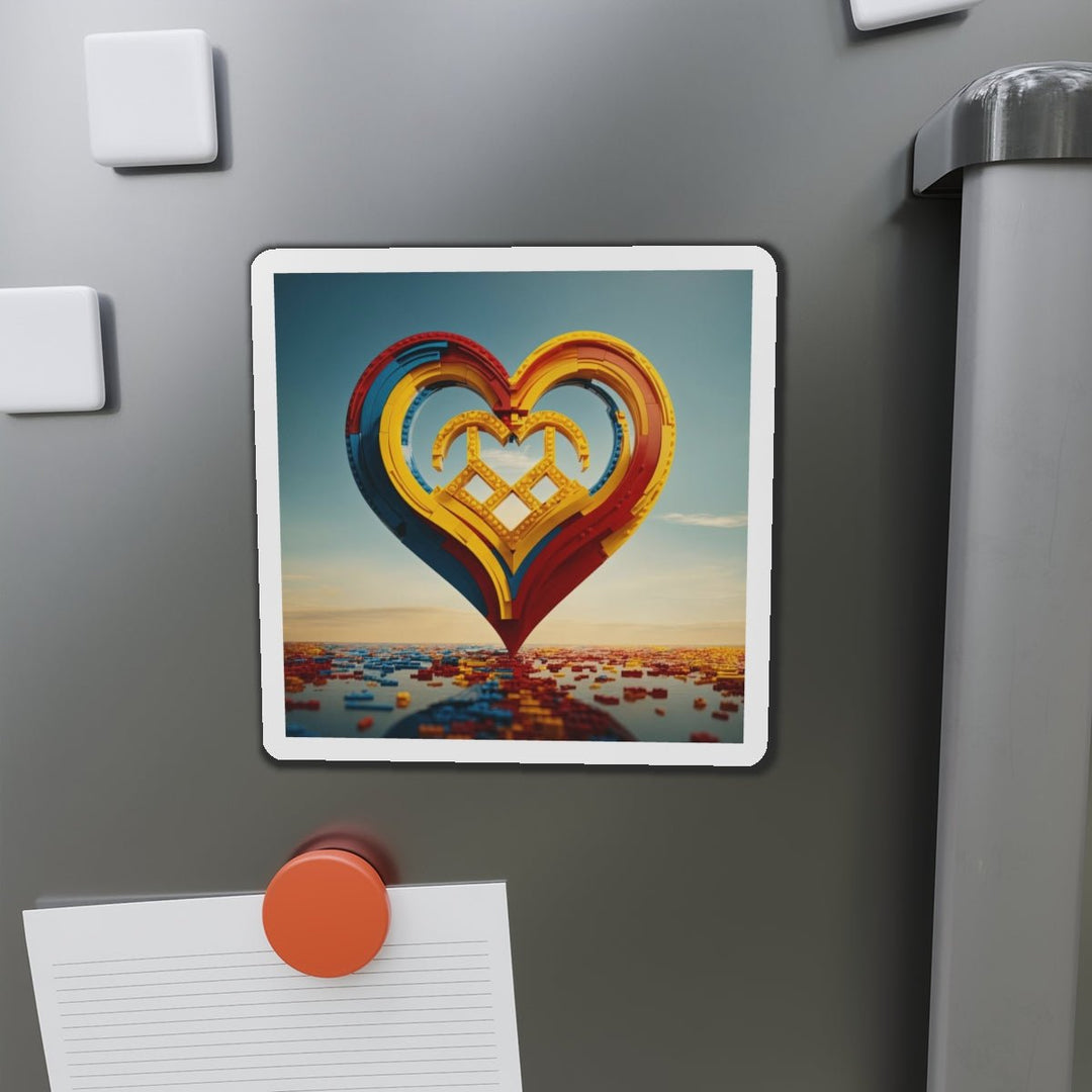 Colorful Heart Sculpture - Die-cut Magnet - Home Decor - g(0D·IO) - 6 × 6" - Die-Cut - 1 pc